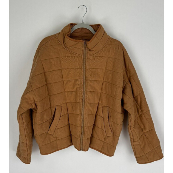 Petal & Pup Jackets & Blazers - Petal And Pup Womens Brown Quilted Jacket Full Zip High Neck Size 10 NWT